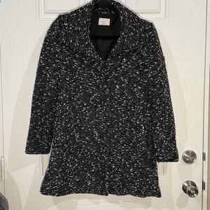 LOFT‎ Womens COAT XS White Black Wool Blend Lined Full Zip Pockets Designer